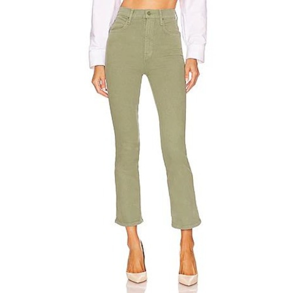 Mother High Waisted Smokin Double Ankle Jeans Sage Green Second Chance Size 30